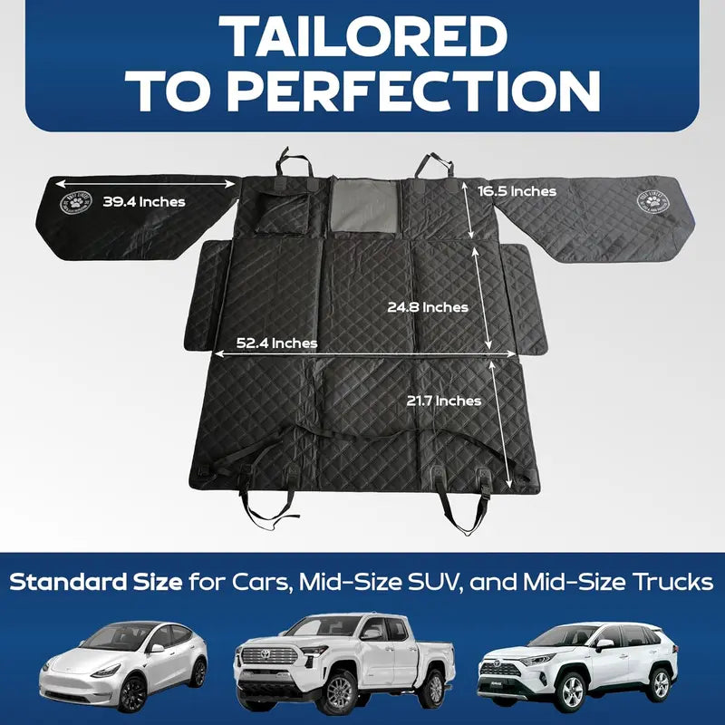 Hard Bottom Backseat Dog Car Seat Extender with Door Protection, Foldable Pet Seat Cover Platform for Safe Travel & Vehicle Protection