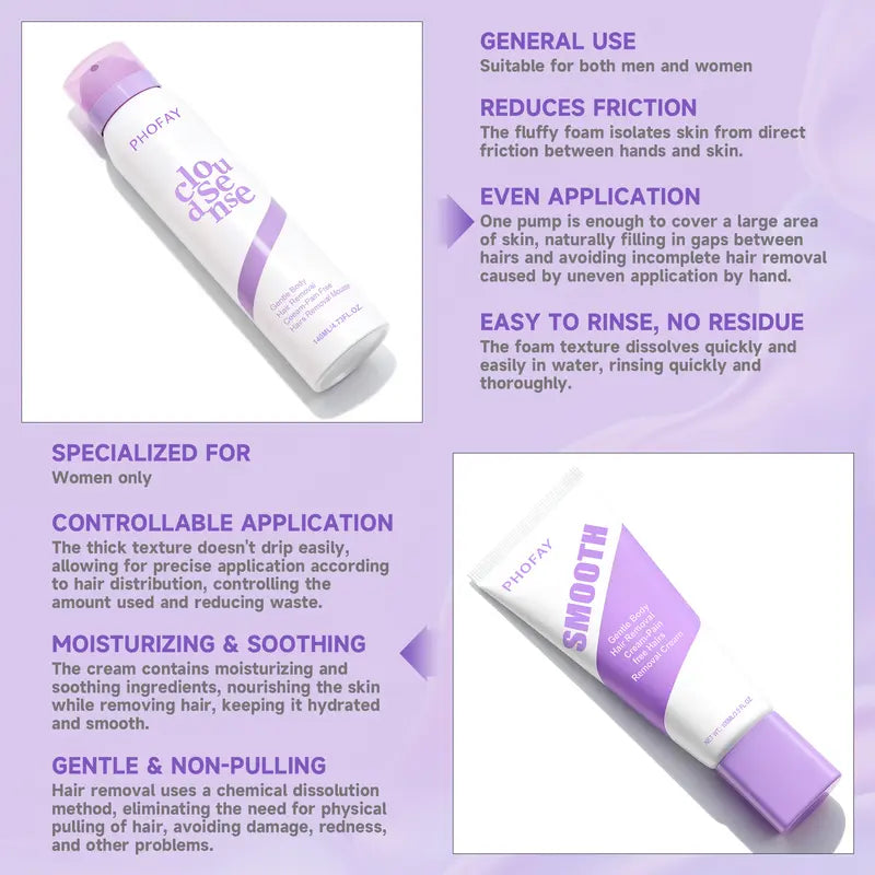 Pain-Free Hair Removal Spray for Sensitive Skin – Gentle & Fast-Acting Formula with Ginseng, Aloe & Hyaluronic Acid