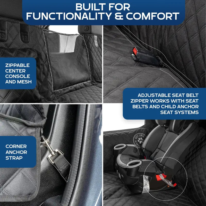 Hard Bottom Backseat Dog Car Seat Extender with Door Protection, Foldable Pet Seat Cover Platform for Safe Travel & Vehicle Protection