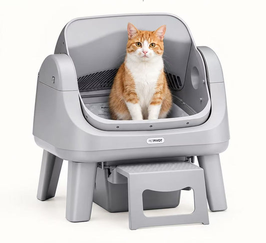 Automatic Self-Cleaning Cat Litter Box – Open-Top Design with Easy-Entry Front Step, Triple Safety Protection & Hands-Free Cleaning, No App Required