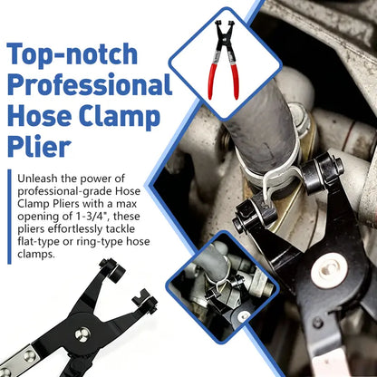 9-Piece Hose Clamp Pliers Set, Long Reach Automotive Hose Clamp Tool Kit with Flexible Wire & Flat Band Pliers for Coolant Radiator and Water Hose Repair