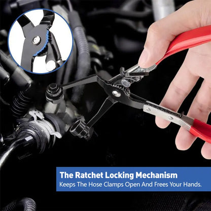 9-Piece Hose Clamp Pliers Set, Long Reach Automotive Hose Clamp Tool Kit with Flexible Wire & Flat Band Pliers for Coolant Radiator and Water Hose Repair