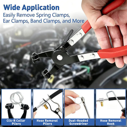 9-Piece Hose Clamp Pliers Set, Long Reach Automotive Hose Clamp Tool Kit with Flexible Wire & Flat Band Pliers for Coolant Radiator and Water Hose Repair
